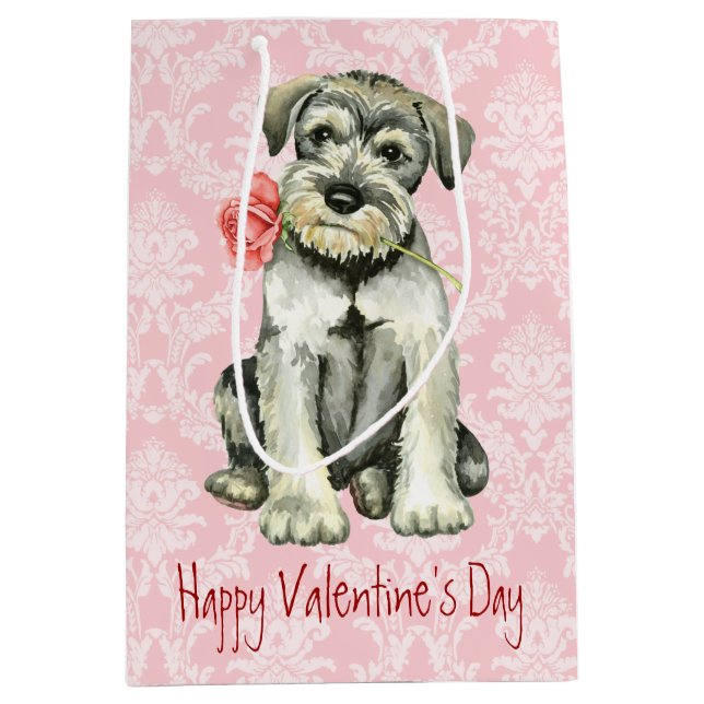 Valentine Rose Standard Schnauzer Medium Gift Bag (Front)