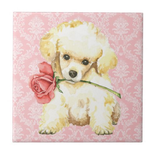 Valentine Rose Toy Poodle Ceramic Tile