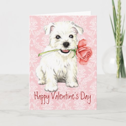 Valentine Rose Westie Holiday Card