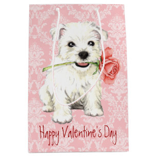 Valentine Rose Westie Medium Gift Bag