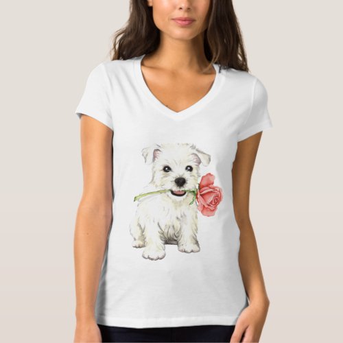 Valentine Rose Westie T_Shirt
