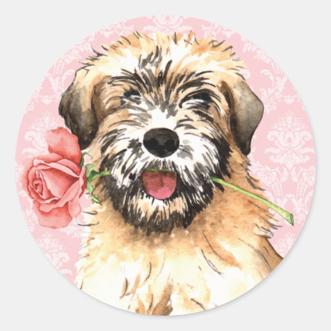 Valentine Rose Wheaten Classic Round Sticker (Front)