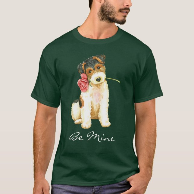 Valentine Rose Wire Fox Terrier T-Shirt (Front)