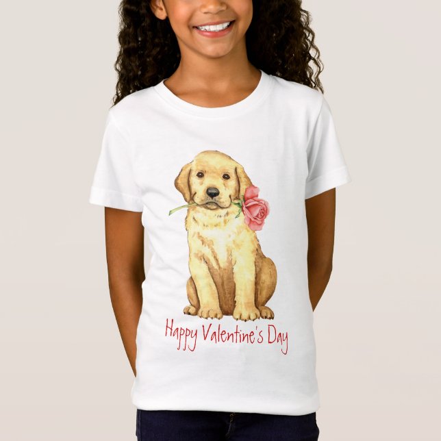 Valentine Rose Yellow Lab T-Shirt (Front)