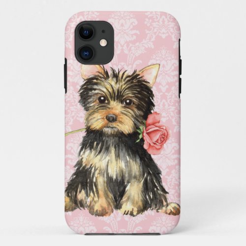 Valentine Rose Yorkie iPhone 11 Case