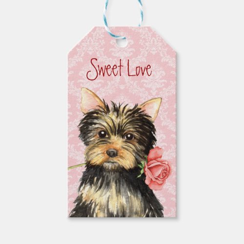 Valentine Rose Yorkie Gift Tags