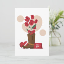 Valentine Roses Cowboy Boot Holiday Card