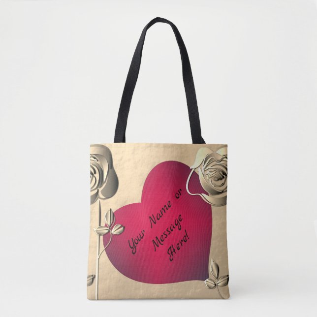 Valentine Roses & Heart  Tote Bag (Front)