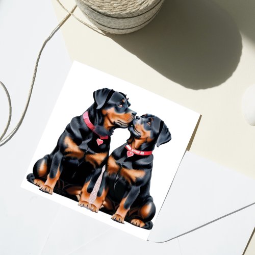 Valentine Rottweilers Sweethearts Love Holiday Card