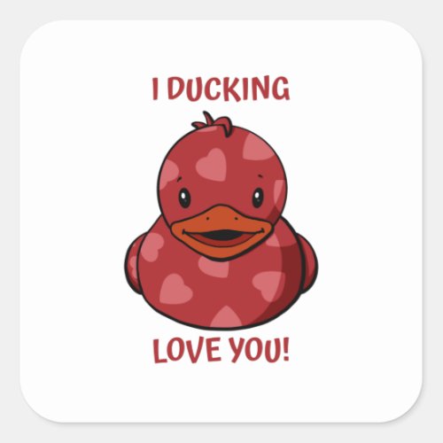 Valentine Rubber Duck Square Sticker