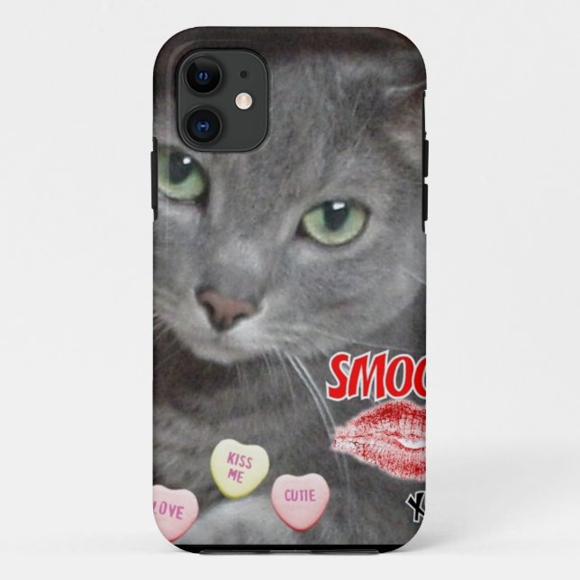 Valentine Russian Blue Cat Case-Mate iPhone Case (Back)