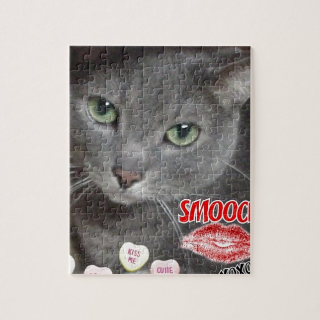 Valentine Russian Blue Cat Jigsaw Puzzle (Vertical)