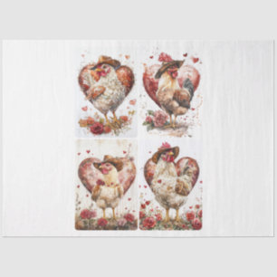 Valentine Rustic Chickens Tissue Paper