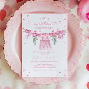 Valentine’s Baby Shower Invitation, Pink Heart Invitation