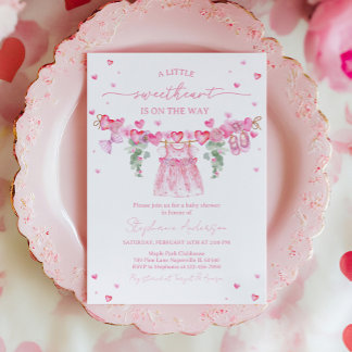 Valentine’s Baby Shower Invitation, Pink Heart Invitation