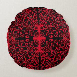 Valentine’s Cells Similar Differ Black Red Round Pillow