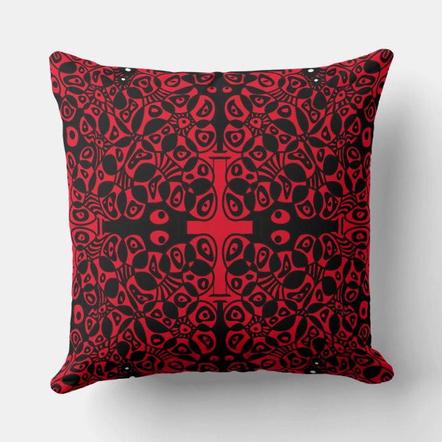 Valentine’s Cells Similar Differ Black Red Throw Pillow (Back)
