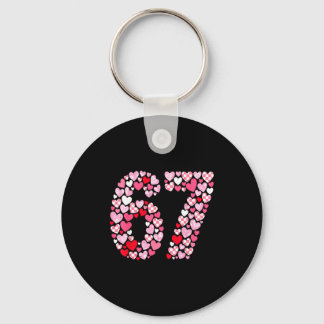 Valentine’s Day 67 Hearts Romantic Funny Six Seven Keychain