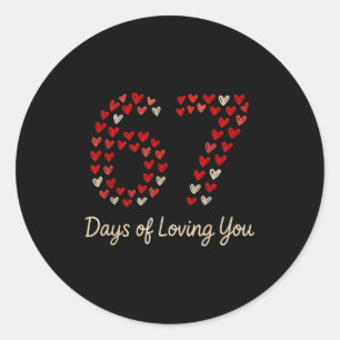Valentine’s Day 67 Love Anniversary Couple Six Sev Classic Round Sticker