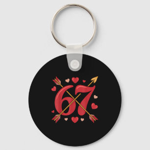 Valentine’s Day 67 Meme Filled With Hearts Funny S Keychain