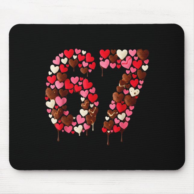 Valentine’s Day 67 Meme Filled With Hearts Funny S Mouse Pad (Front)