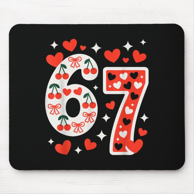 Valentine’s Day 67 Meme Filled With Hearts Funny S Mouse Pad (Front)
