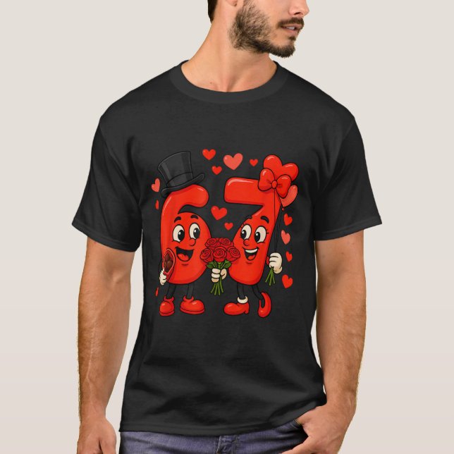 Valentine’s Day 67 Meme Filled With Hearts Funny S T-Shirt (Front)