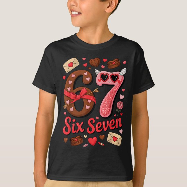 Valentine’s Day 67 Meme Filled With Hearts Funny S T-Shirt (Front)