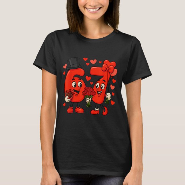 Valentine’s Day 67 Meme Filled With Hearts Funny S T-Shirt (Front)
