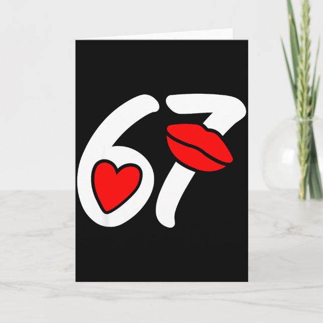 Valentine’s Day 67 Meme Lips And Heart Funny Six S Card (Front)