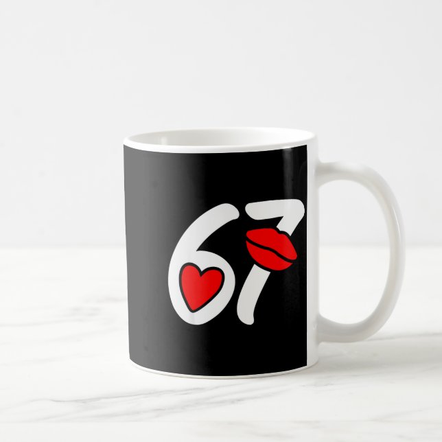 Valentine’s Day 67 Meme Lips And Heart Funny Six S Coffee Mug (Right)
