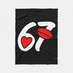 Valentine’s Day 67 Meme Lips And Heart Funny Six S Fleece Blanket