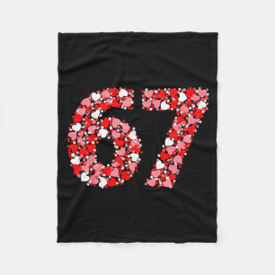 Valentine’s Day 67 Meme With Hearts Funny Six Seve Fleece Blanket