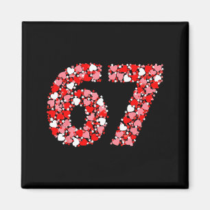 Valentine’s Day 67 Meme With Hearts Funny Six Seve Magnet