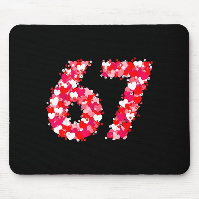 Valentine’s Day 67 Meme With Hearts Funny Six Seve Mouse Pad (Front)