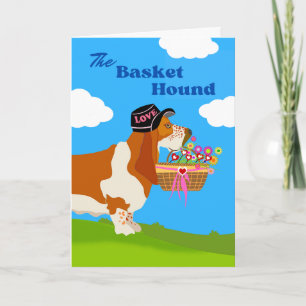 Valentine’s Day Adorable Basket Basset Hound Card