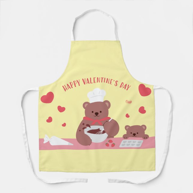 Valentine’s Day Baking Bears Apron (Front)