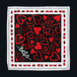 Valentine’s Day bandana Red&black hearts Pet name<br><div class="desc">Sweet Valentine’s Day bandana.
Personalize with your pets name.
Red hearts on black with lady bugs</div>