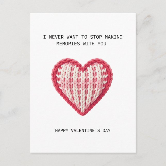Valentine’s Day Card – Knit Heart Design (Front)