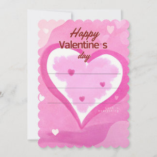 VALENTINE’S DAY CARD WITH WATERCOLOR HEART IN PINK