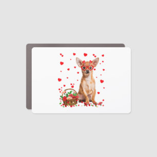 Valentine s Day Chihuahua Dog Heart Flowers Pet D Car Magnet