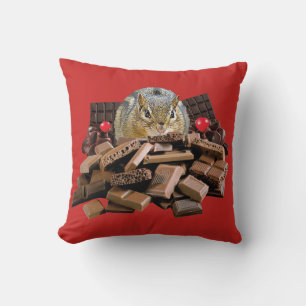 Valentine’s Day Chocolate Chipmunk Throw Pillow