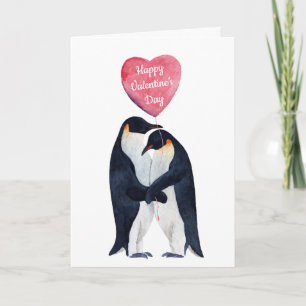 Valentine’s Day Couple Emperor Penguin  Holiday Card