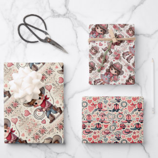 Valentine’s Day Cowboy & Cowgirl Wrapping Paper Sheets