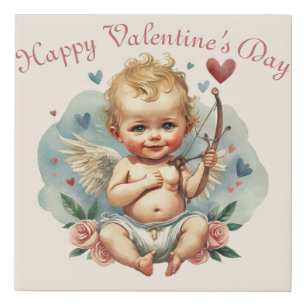 Valentine’s Day Cupid, Valentine Cupid, Valentine Faux Canvas Print