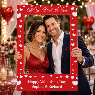 Valentine’s Day Custom Couple Heart Pattern Red Selfie Frame