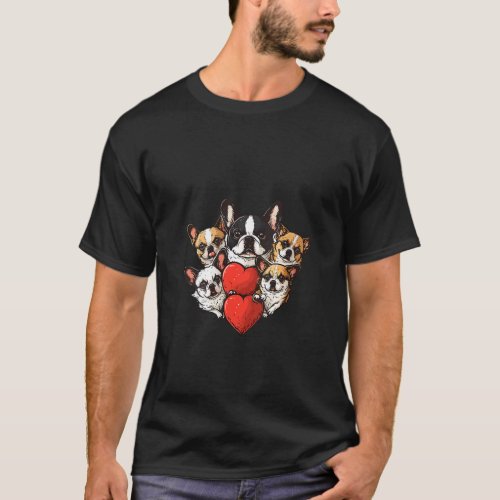 Valentine s Day Cute Corgi Dogs In Red Heart Puppy T_Shirt