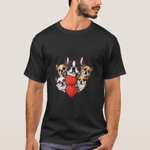 Valentine s Day Cute Corgi Dogs In Red Heart Puppy T_Shirt