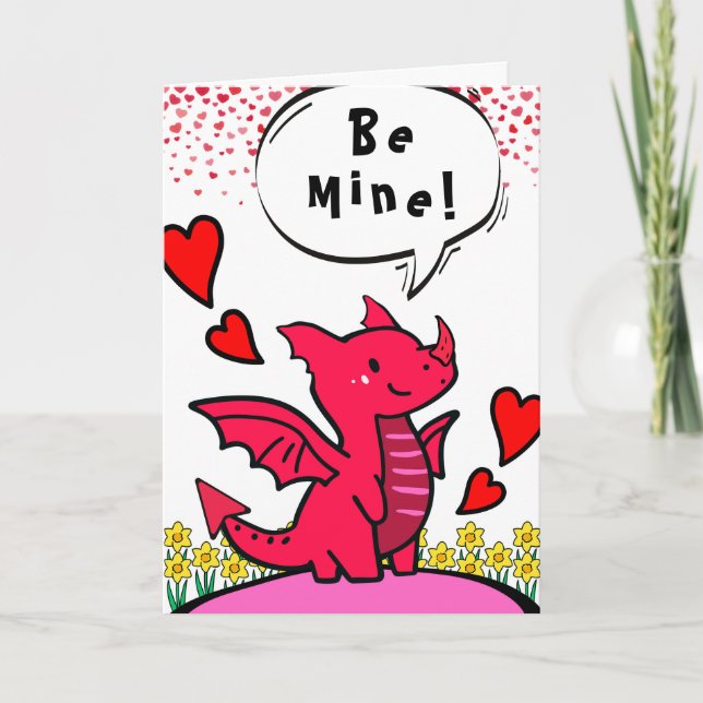 Valentine’s Day Cute Red Dragon Be Mine Card (Front)