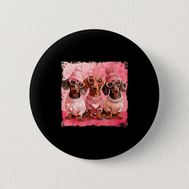Valentine’s Day Dog Cute Dachshund Dogs For Dog Mo Button (Front)